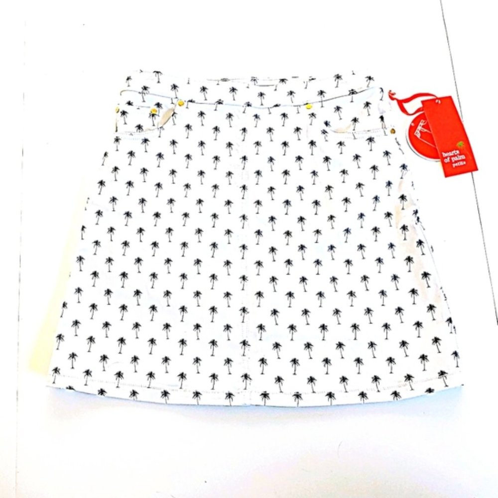 HEARTS OF PALM White+Navy Palm Tree Skort 6P NWT